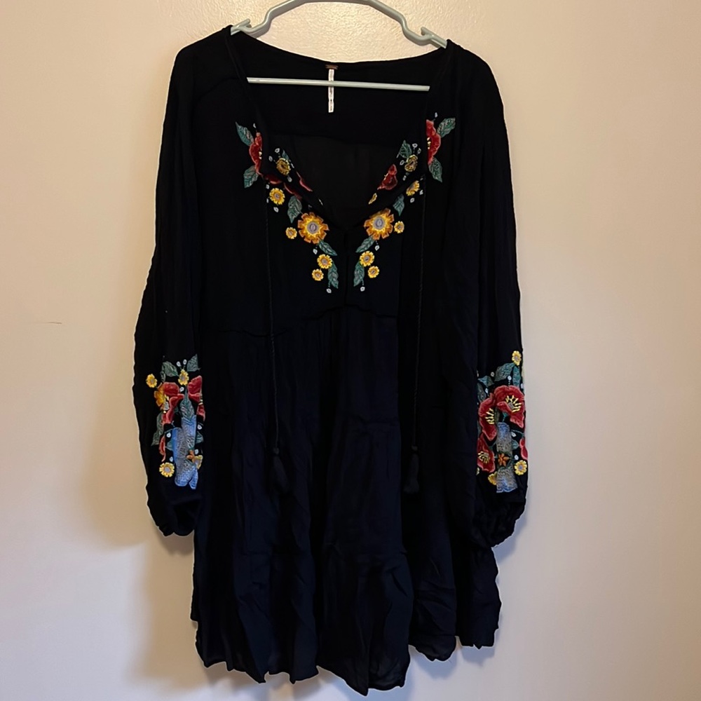 Free People long sleeve dress with embroidery details